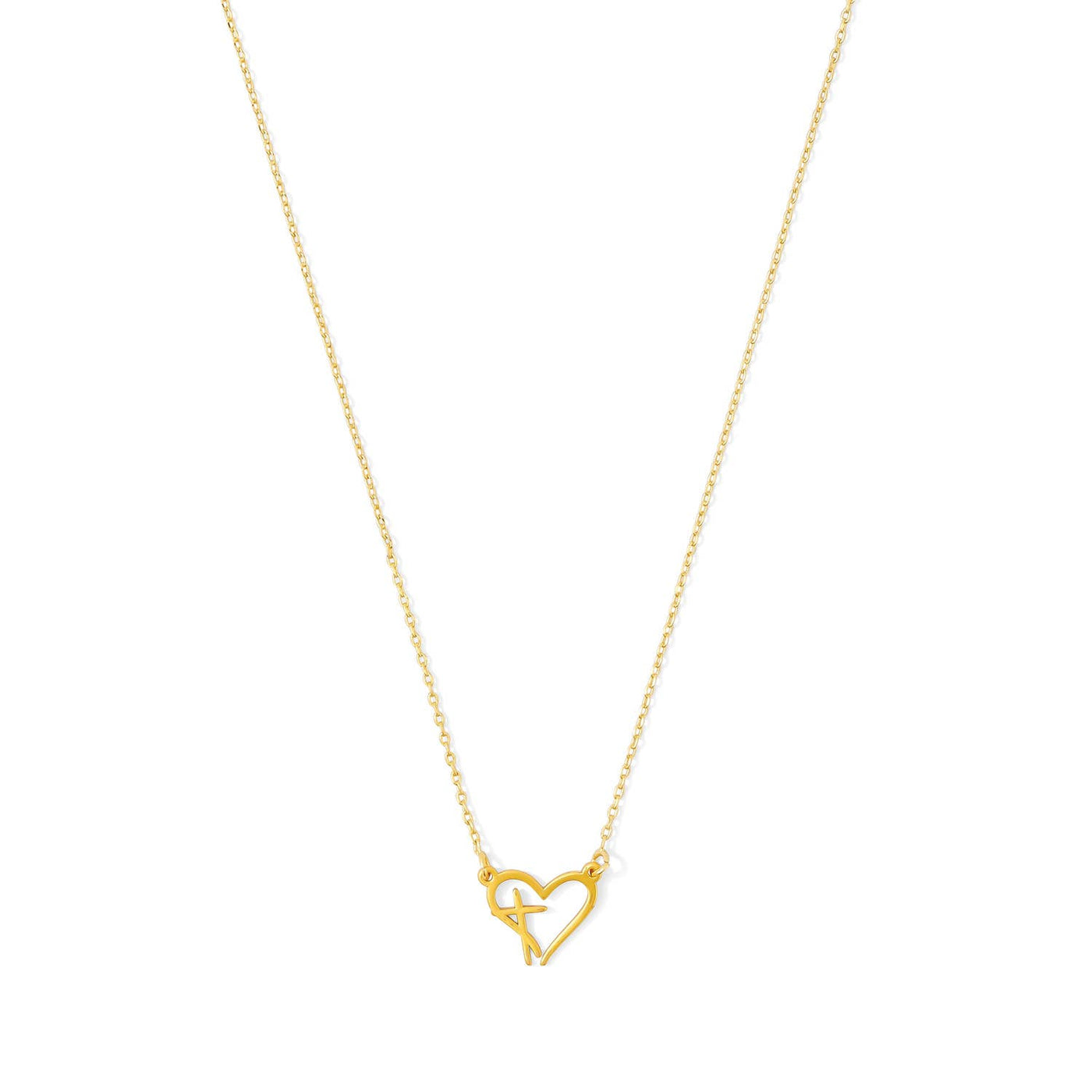 Cross Accented Heart Necklace: Silver
