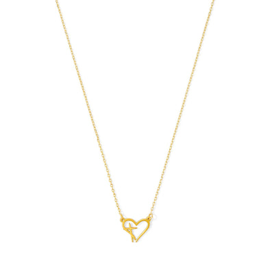 Cross Accented Heart Necklace: Silver