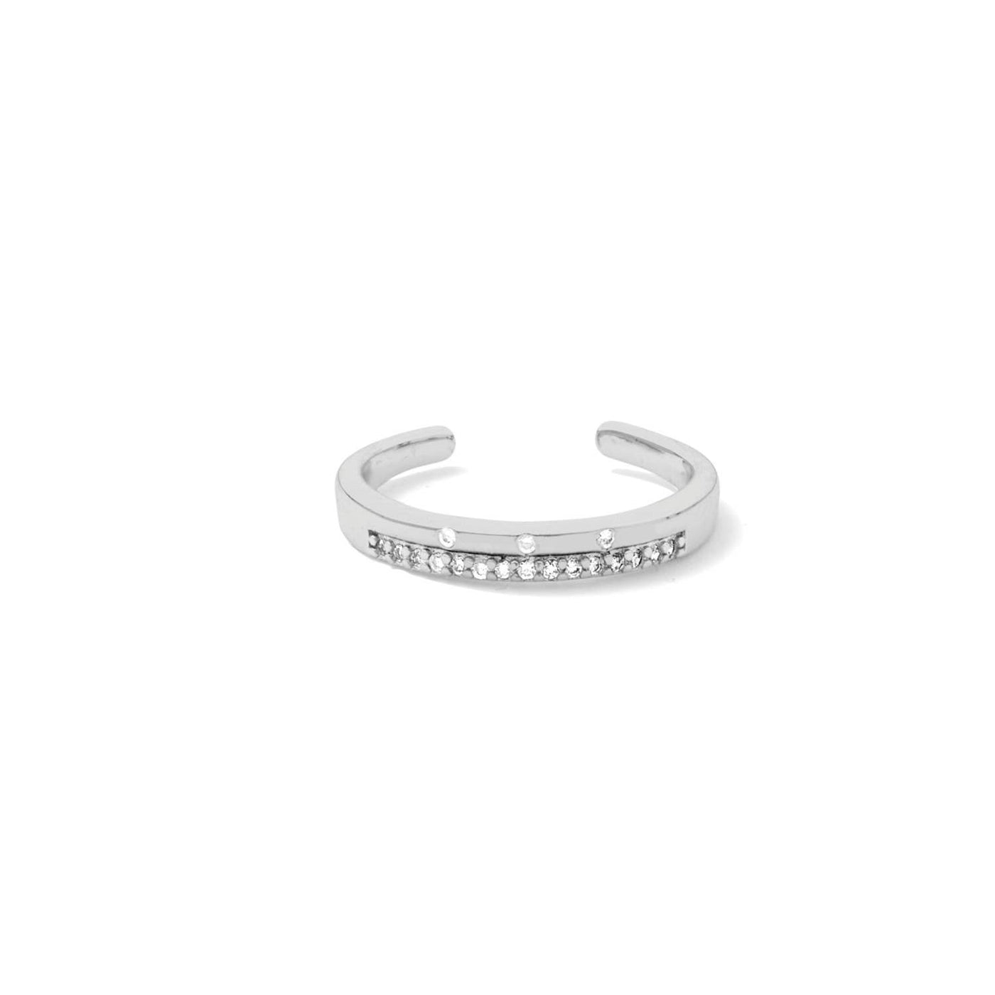 Delicate Double Row Pave Ring: Silver