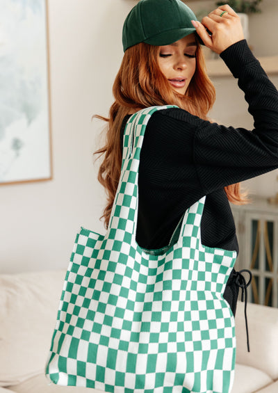 green checkered bag