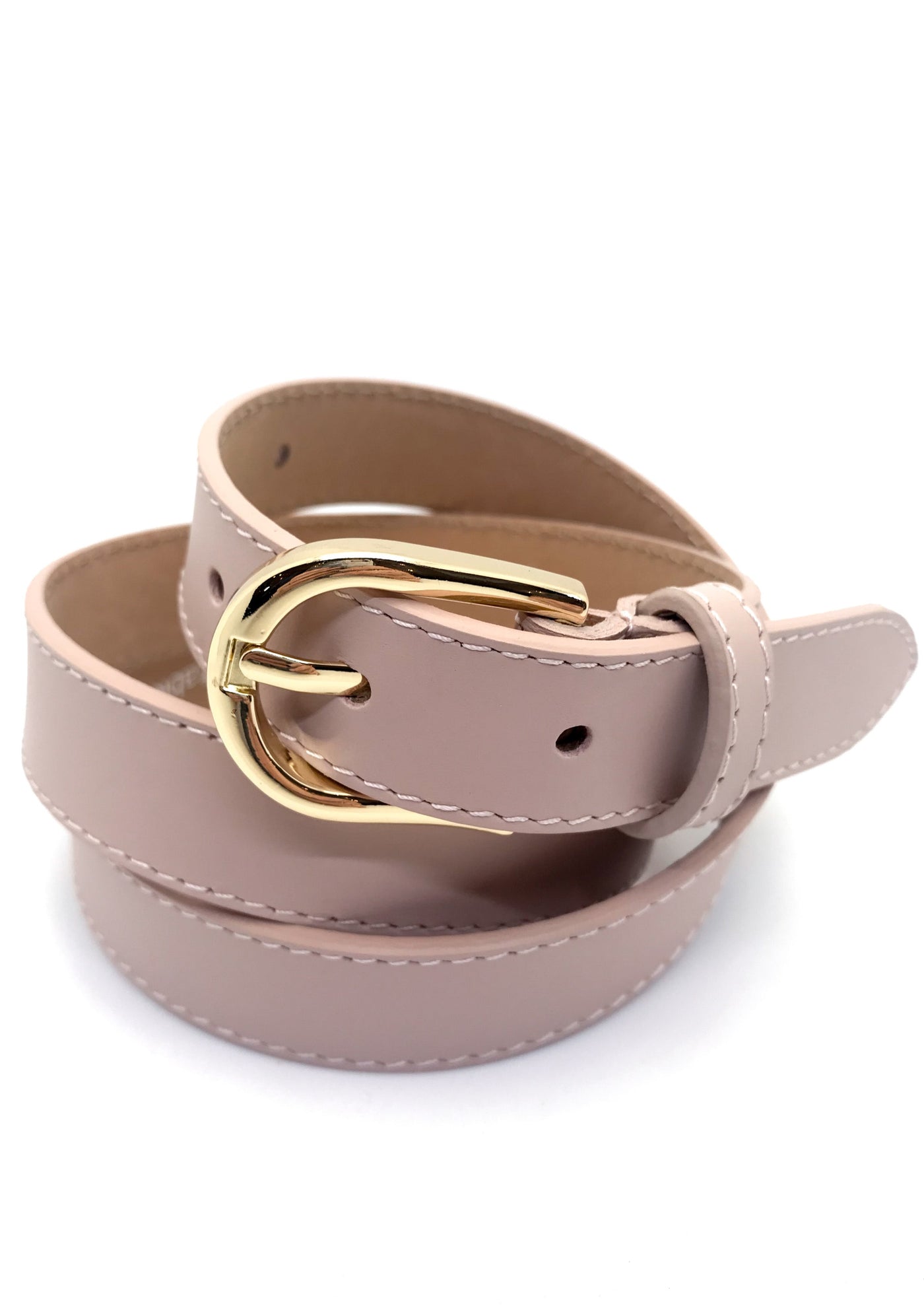 Pink Skinny Leather Belt