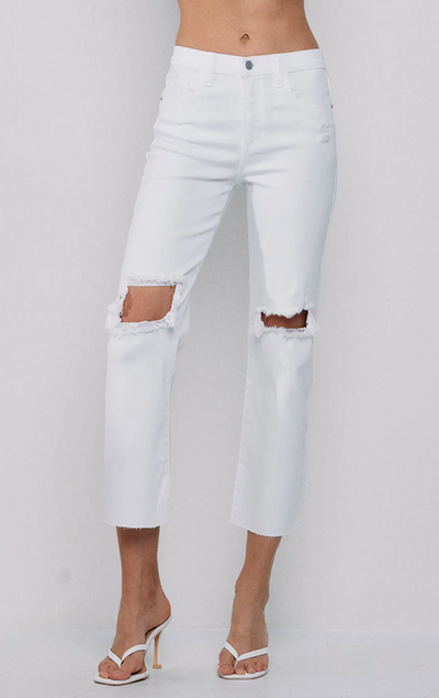 Celina High Rise Cropped Slim Straight Pant