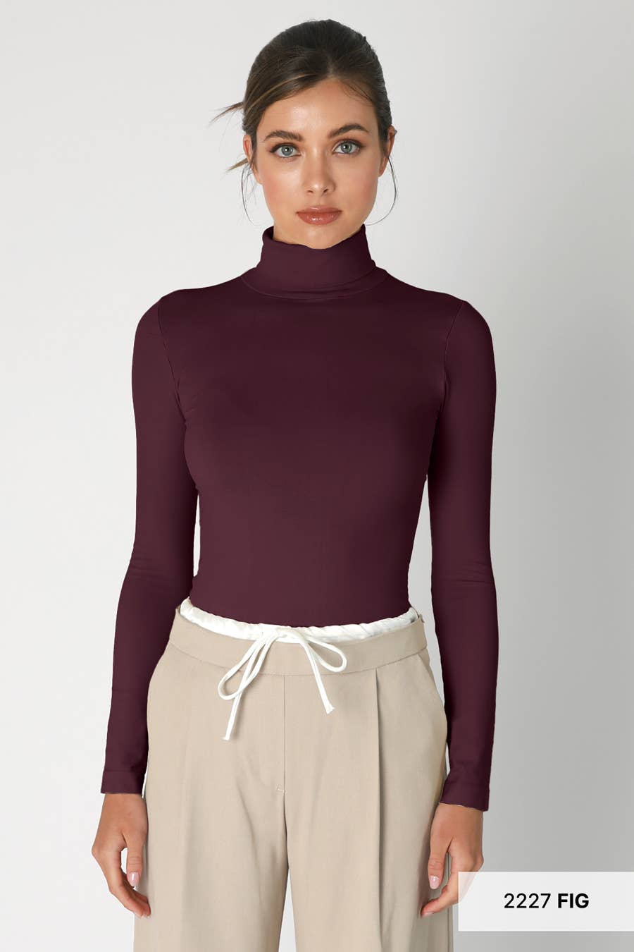 Pearl Long Sleeve Mock Neck Top in Oak Moss