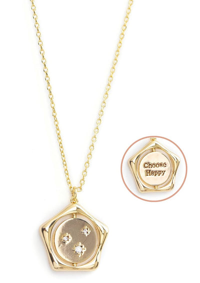 Choose Happy Gold Pendant Necklace