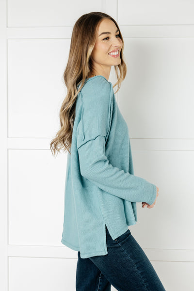 Brielle Freezing Brushed Hacci Top in Dusty Teal