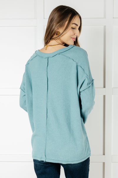 Brielle Freezing Brushed Hacci Top in Dusty Teal