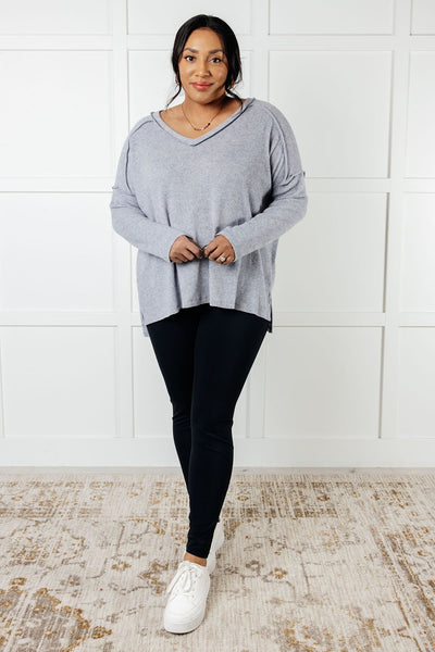 Brielle Freezing Brushed Hacci Top in Heather Grey