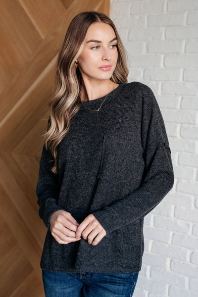 casual ribbed knit sweater by zenana in black