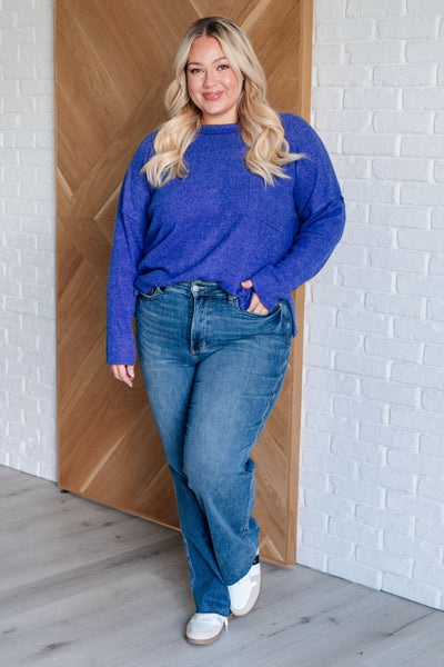 Casual Tuesday Ribbed Knit Sweater in Bright Blue