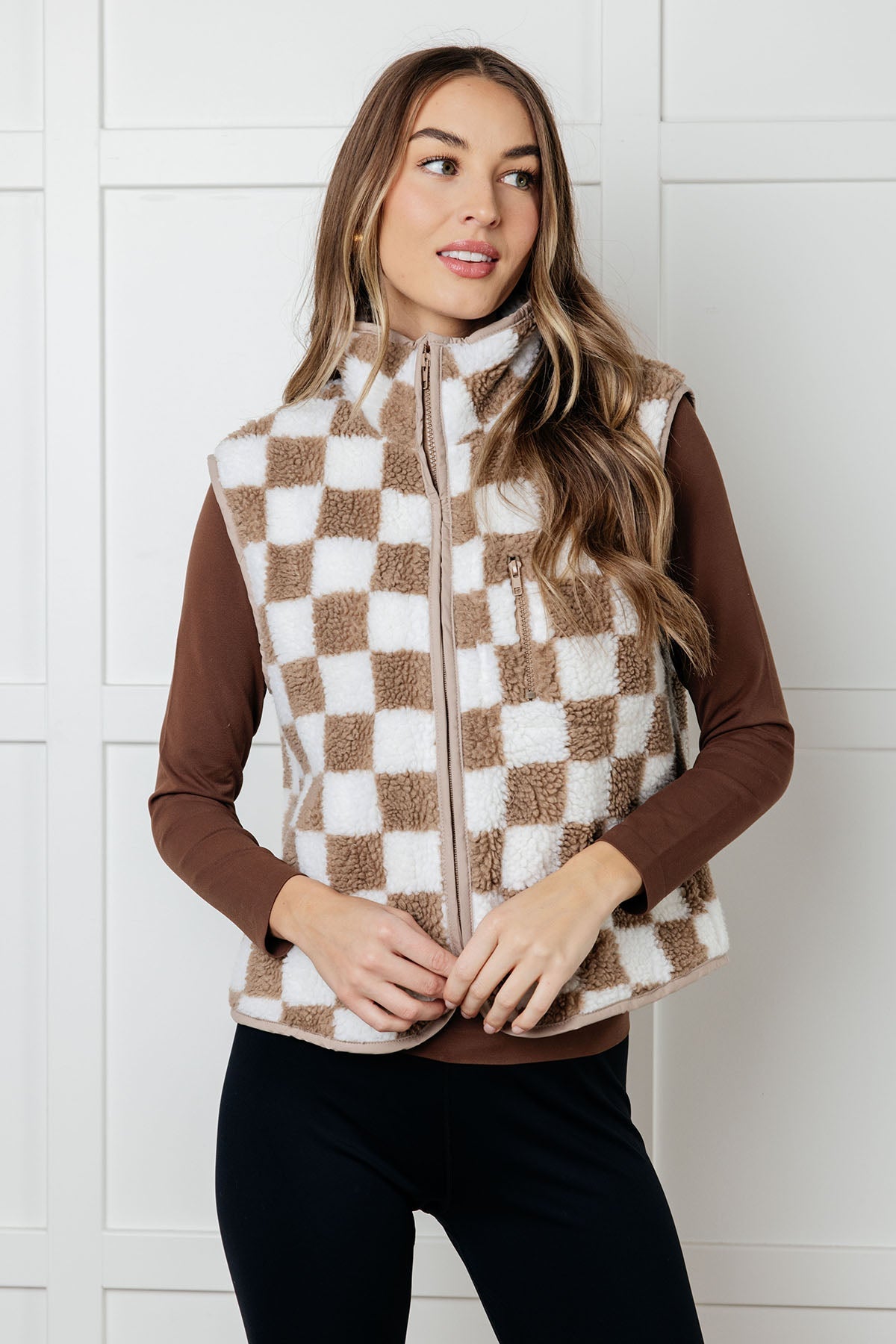 Go Go Checkered Fleece Vest