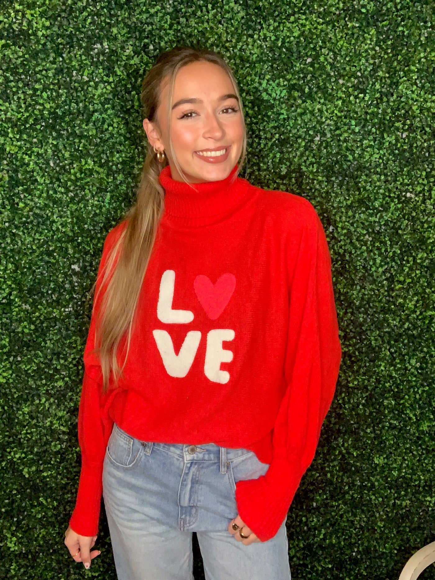 Red Love with a heart turtleneck