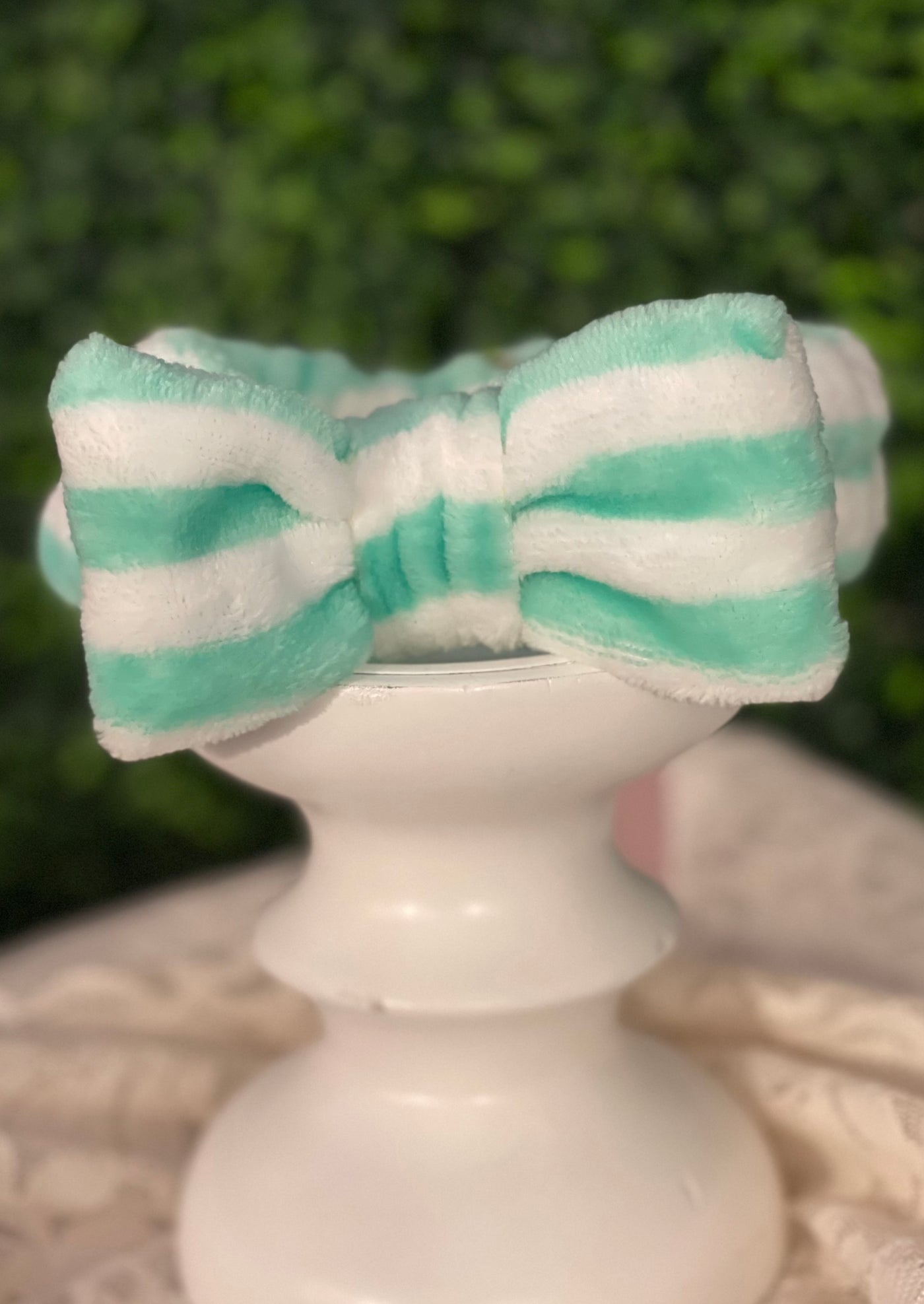 Spa Headband with Green and white stripes