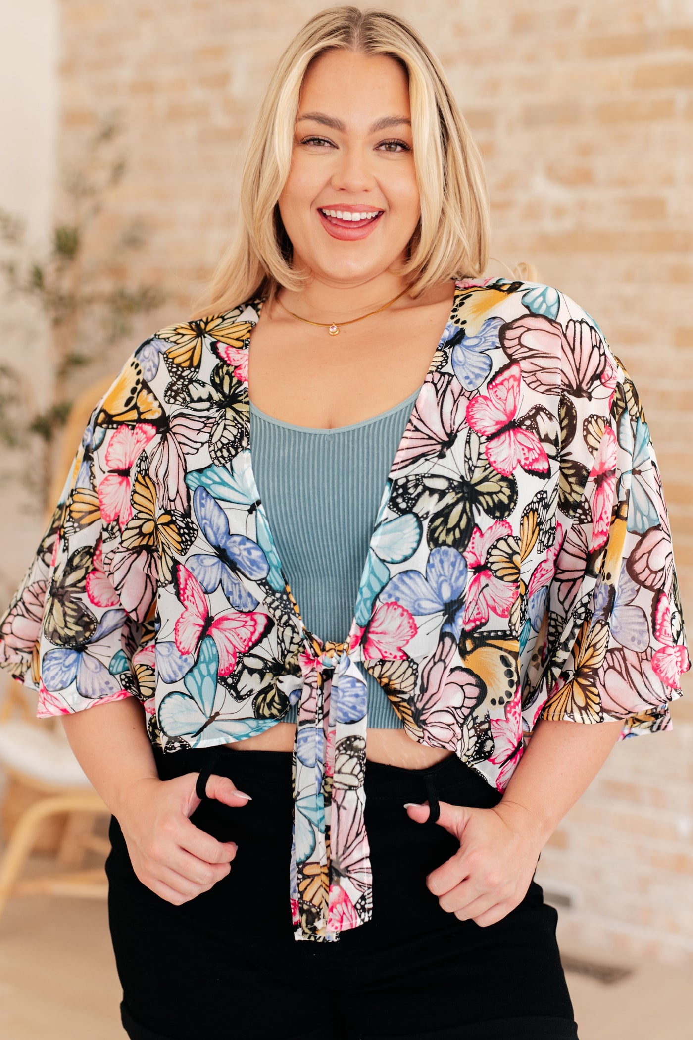 floral tie top in curvy sizes