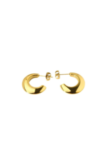 16K Gold Plated C-Shaped Stud Earrings (With Box)