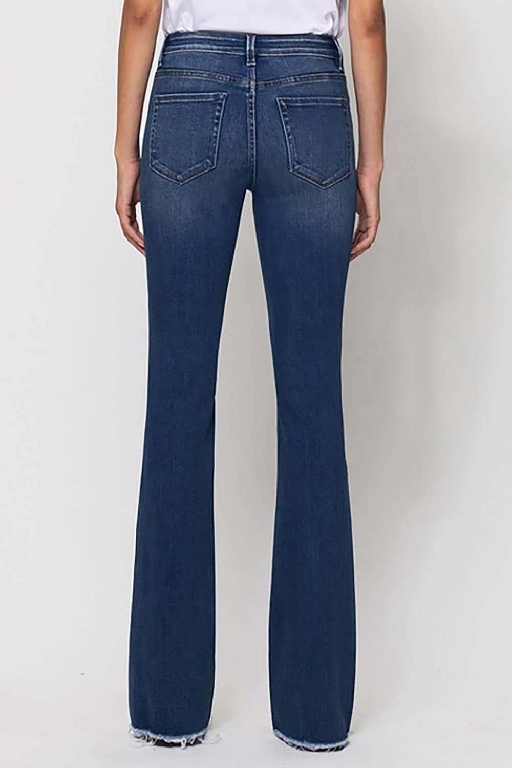 Alison Mid Rise Raw Hem Flare Denim Jeans