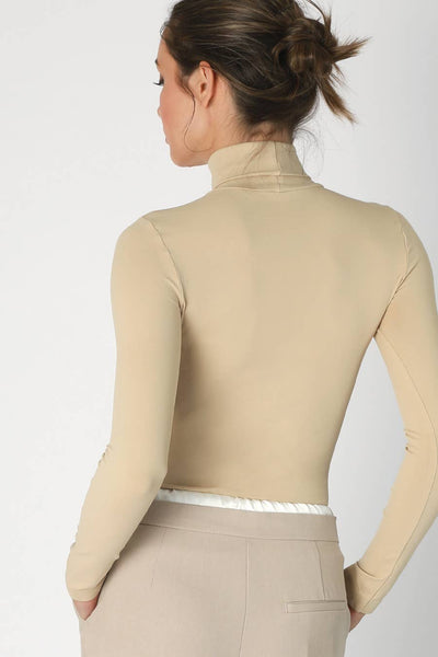 Pearl Long Sleeve Mock Neck Top in Oak Moss