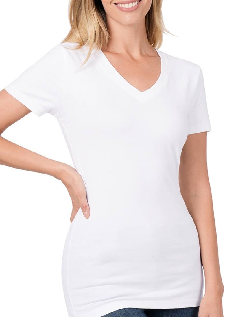 White V Neck T Shirt