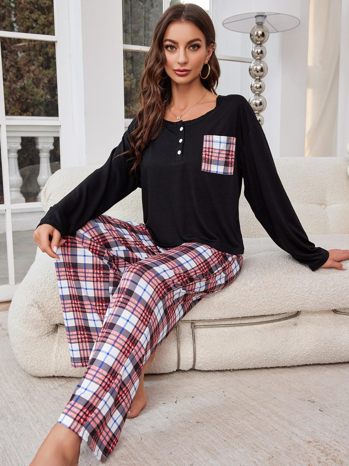 Christmas Plaid Pajamas Lounge Set