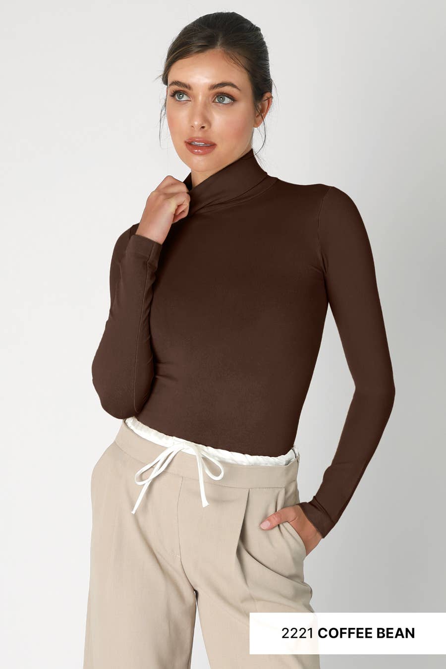 Pearl Long Sleeve Mock Neck Top in White