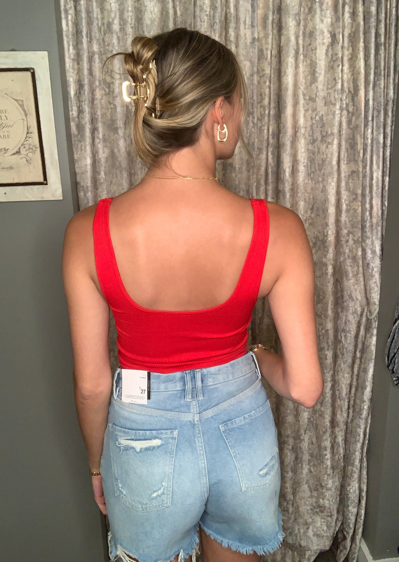 Bailey Reversible Ribbed Crop Top - Red
