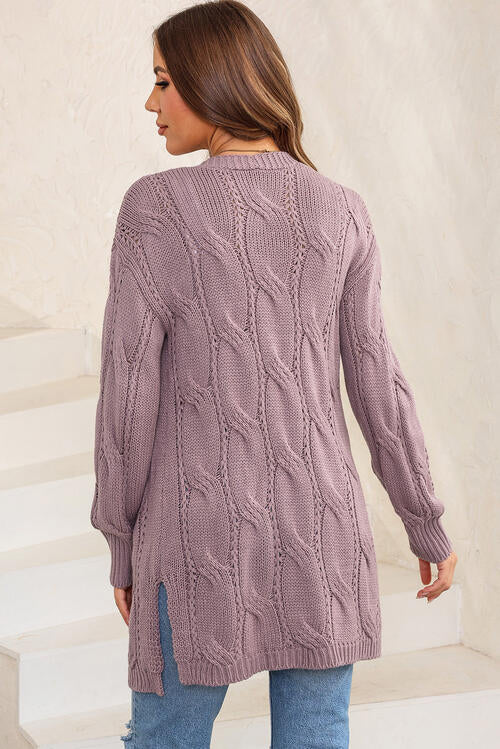 Cable-Knit Dropped Shoulder Cardigan