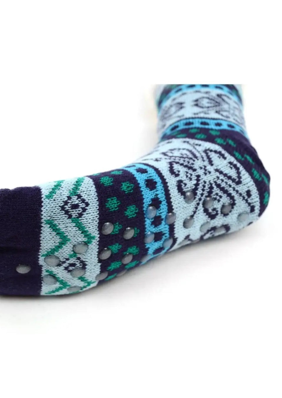 Women’s Sherpa Snowflake Slipper Socks (Blue)