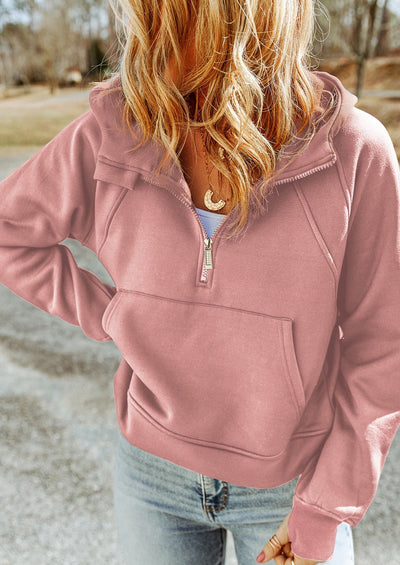 Isabell Double Take Half-Zip Thumbhole Sleeve Hoodie