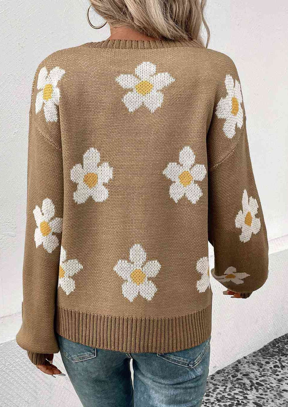 Floral Dropped Shoulder Sweater