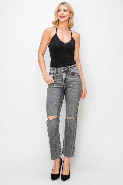 Morgan High Waist Distressed Straight Jeans by Risen