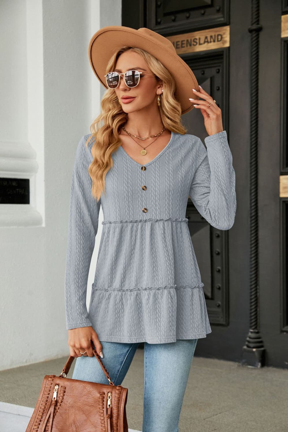 Laurie Cable-Knit Blouse
