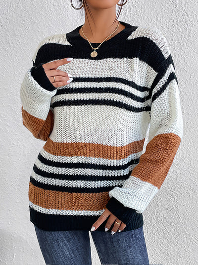 Whitney Striped Round Neck Sweater