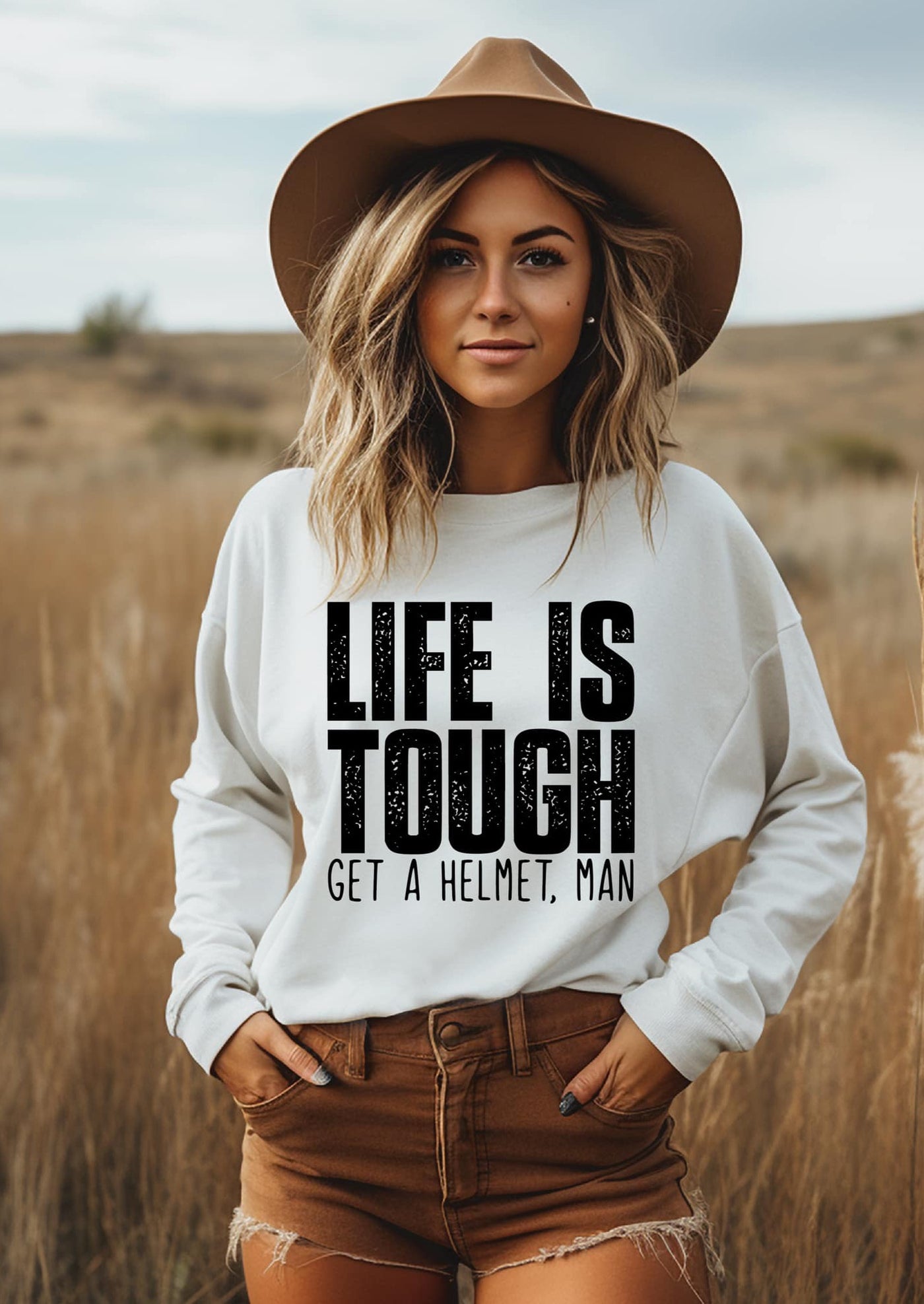 Life is Tough, Get a Helmet, Man Graphic Sweatshirt