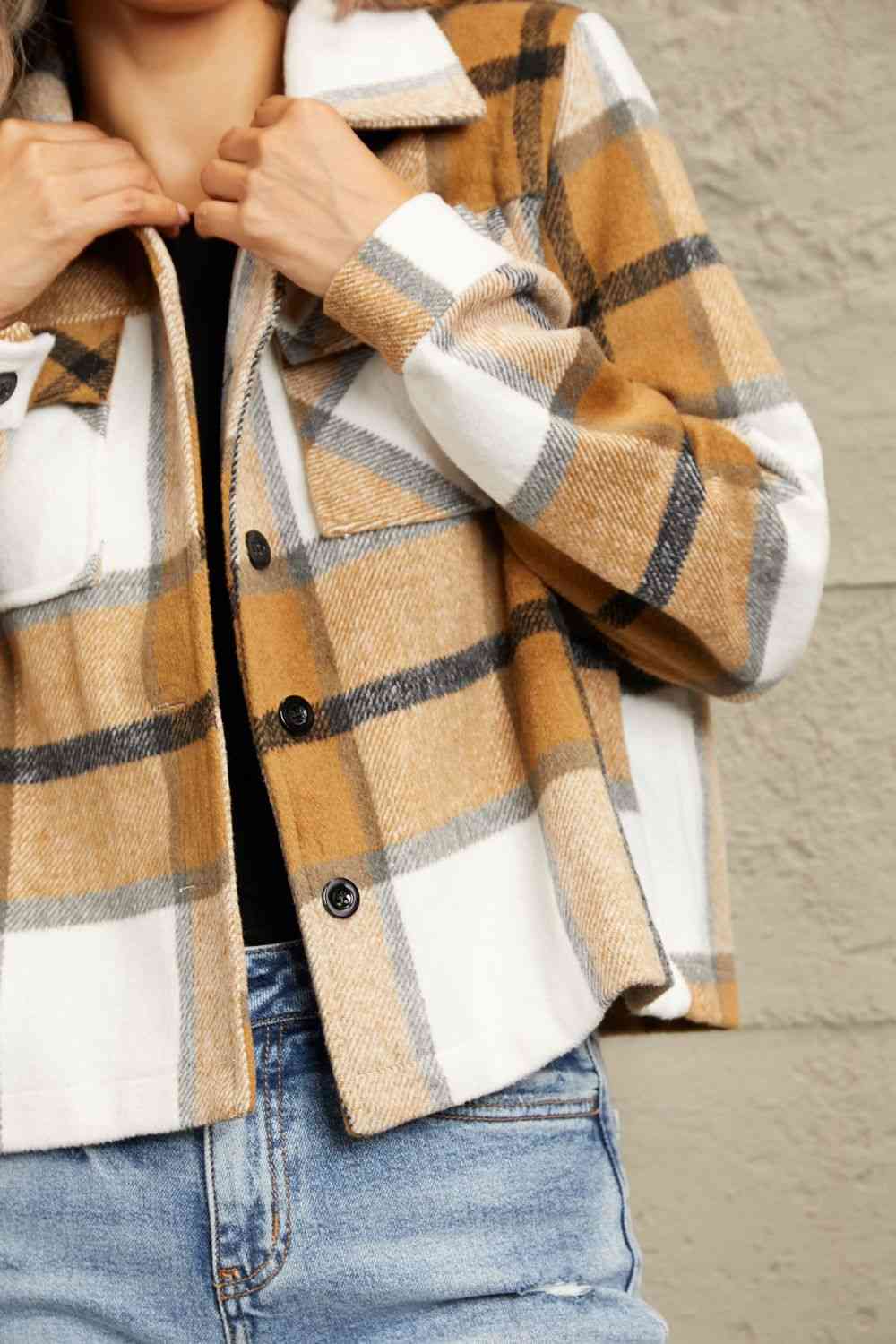 Double Take Plaid Jacket