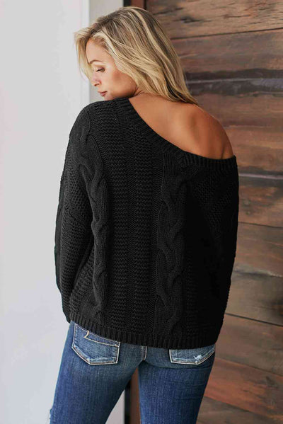 Marissa Cable Knit V-Neck Sweater