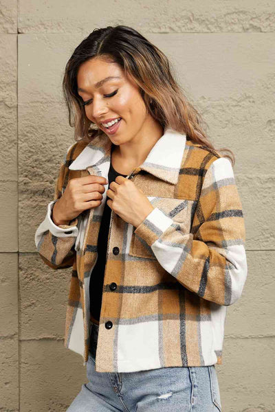 Double Take Plaid Jacket