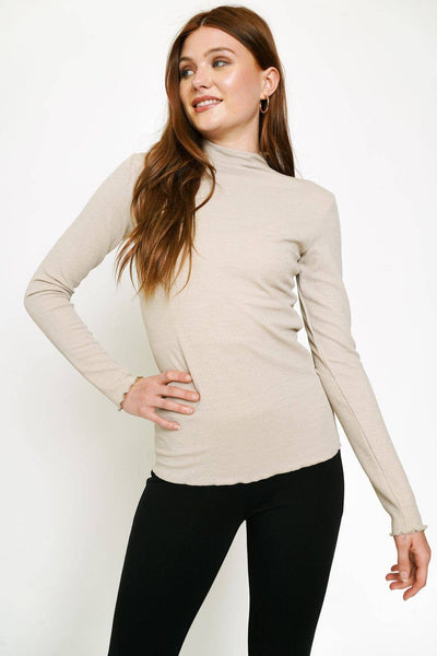 Take You With Me Mock Neck Top - Almond