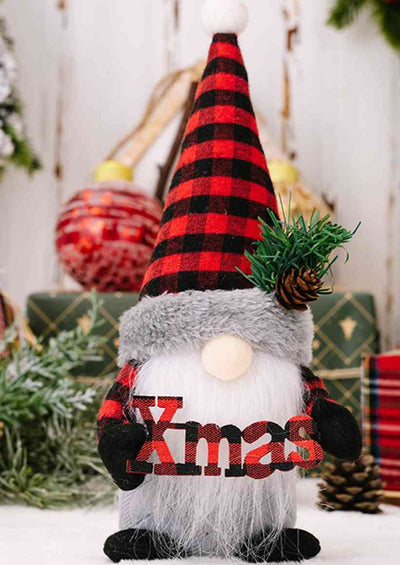 Plaid Pointed Hat Faceless Gnome