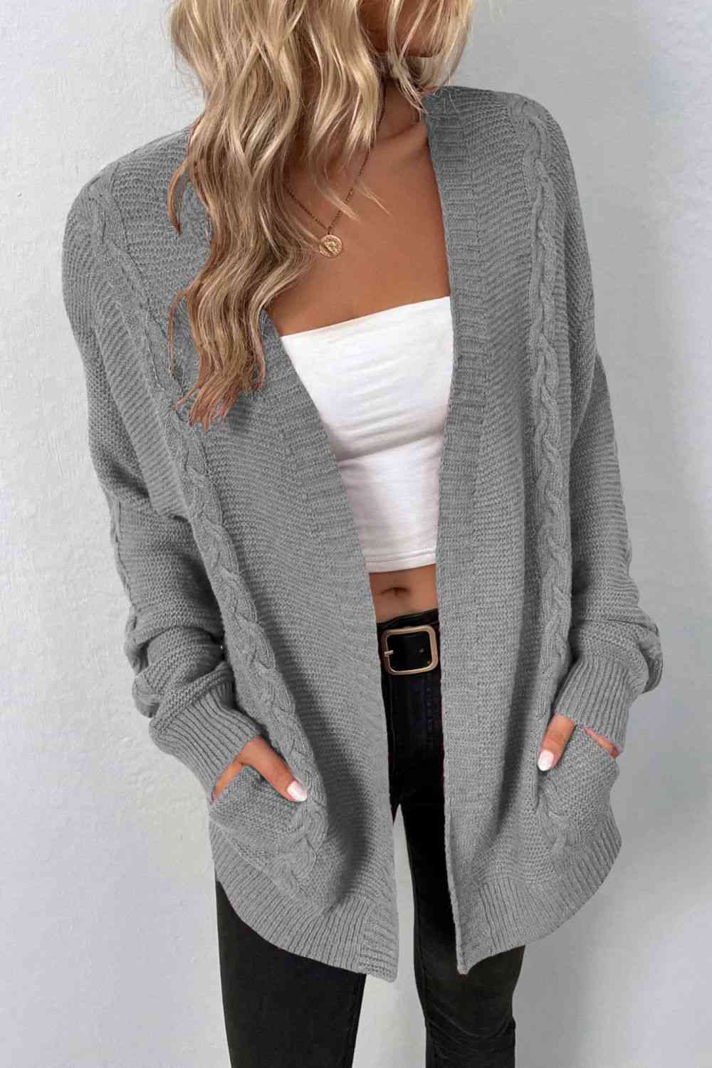 Everyday Knit Open Front Cardigan with Pockets