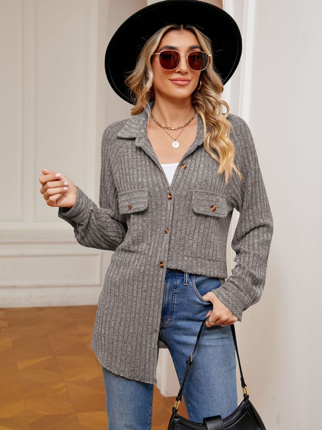 Carly Button Down Collared Shacket