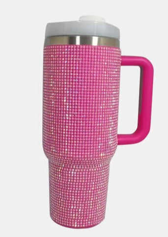 Rhinestone Stainless Steel Tumbler with Straw