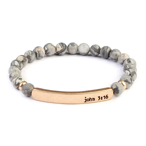 John 3:16 Natural Stone Bracelet