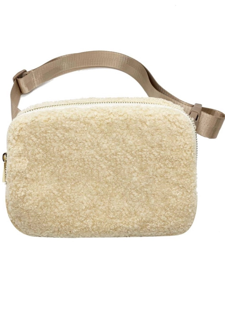 Varsity Collection Oatmeal Sherpa Fannie Waist Pack Bag