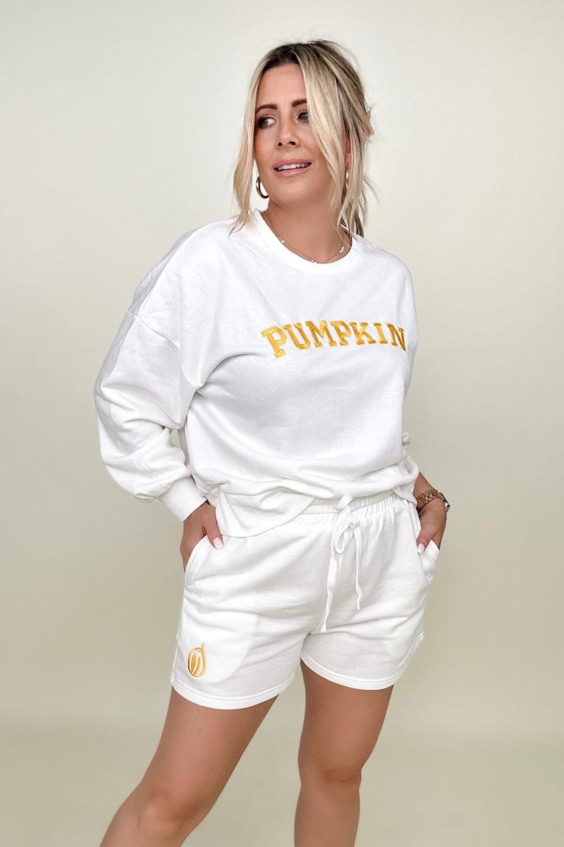 Pumpkin Graphic Sweatshirt And Shorts Set