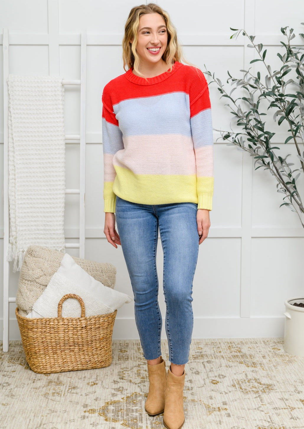 Bright Striped Knit Sweater