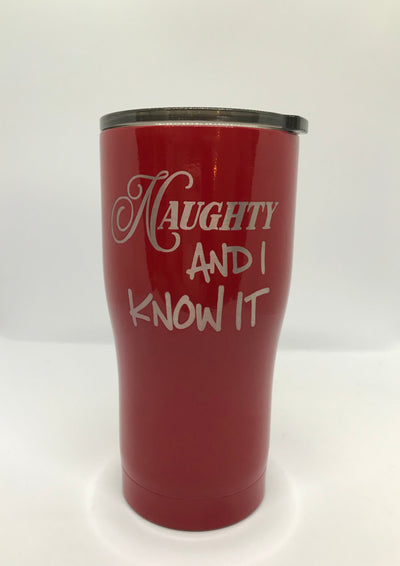 Naughty and I Know it Red Travel Mug