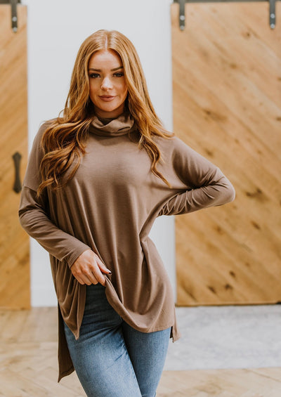 Comfort First Cowl Neck Hi-Low Long Sleeve