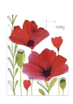 Anniversary Card - Red Poppies and Pods