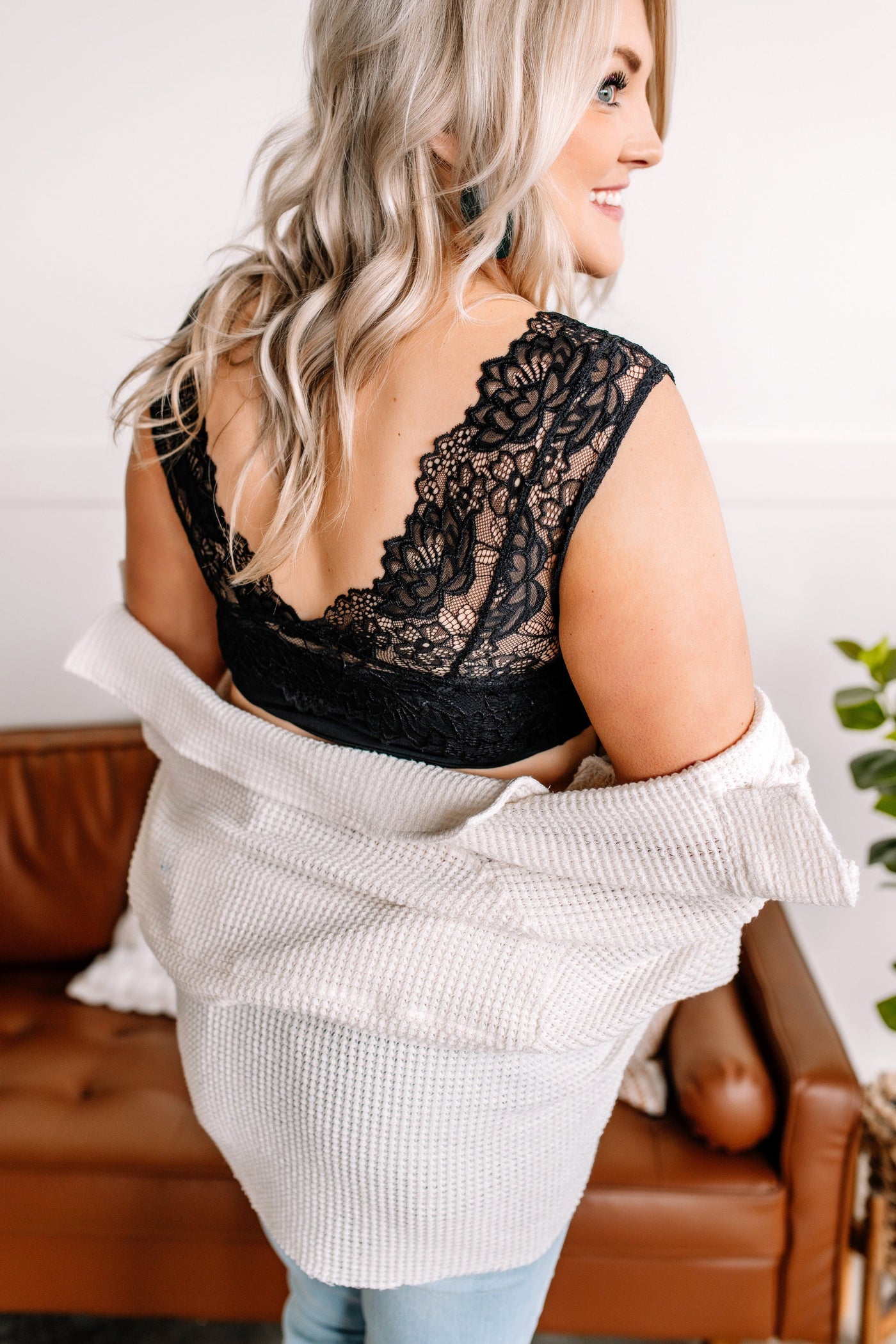 The Lace Effect Layering Bralette In Black