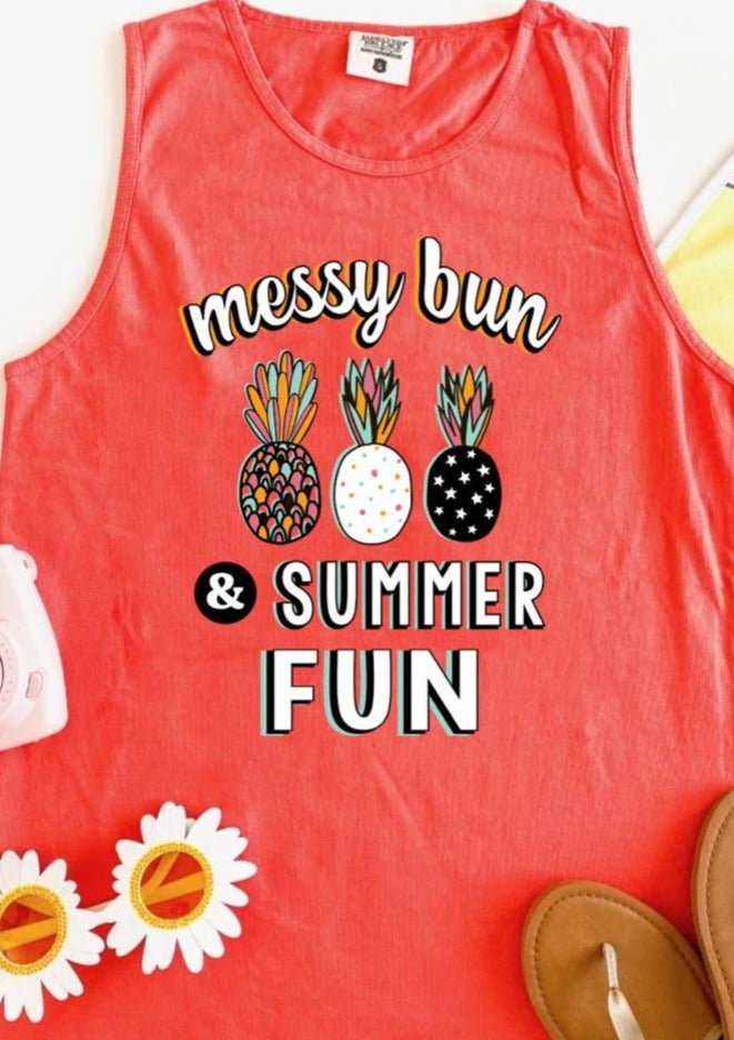 Messy Bun and Summer Fun Tank