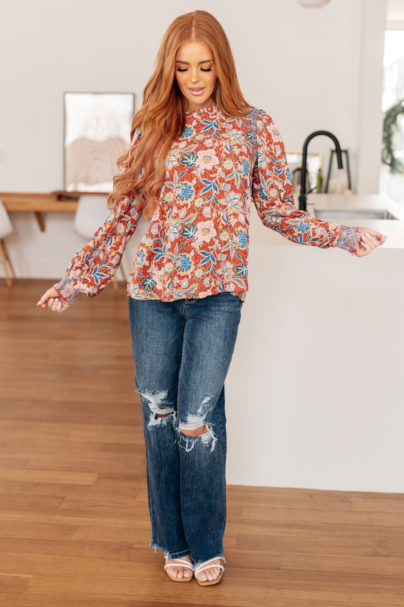 floral long sleeve blouse